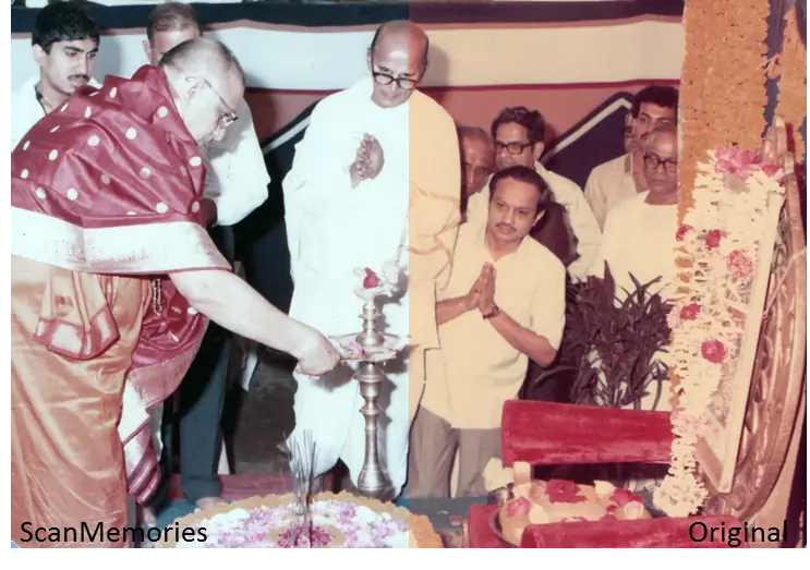 1980s colour photograph with its faded original beside the colour-corrected ScanMemories scan